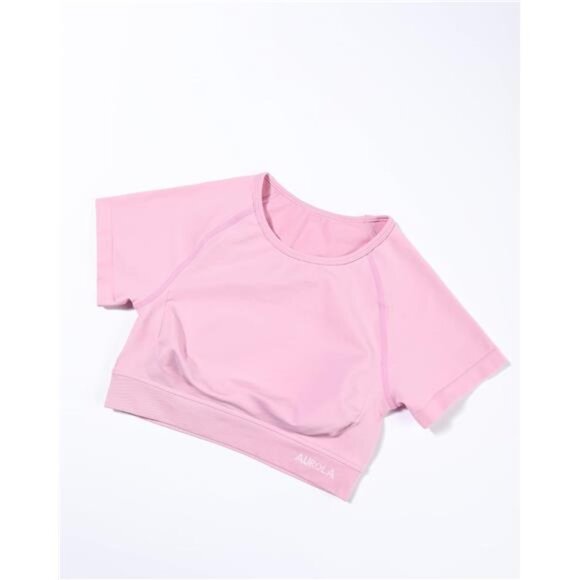 Influence Crop Top Workout Shirts for Women Sweet Pink - Picture 2 of 6